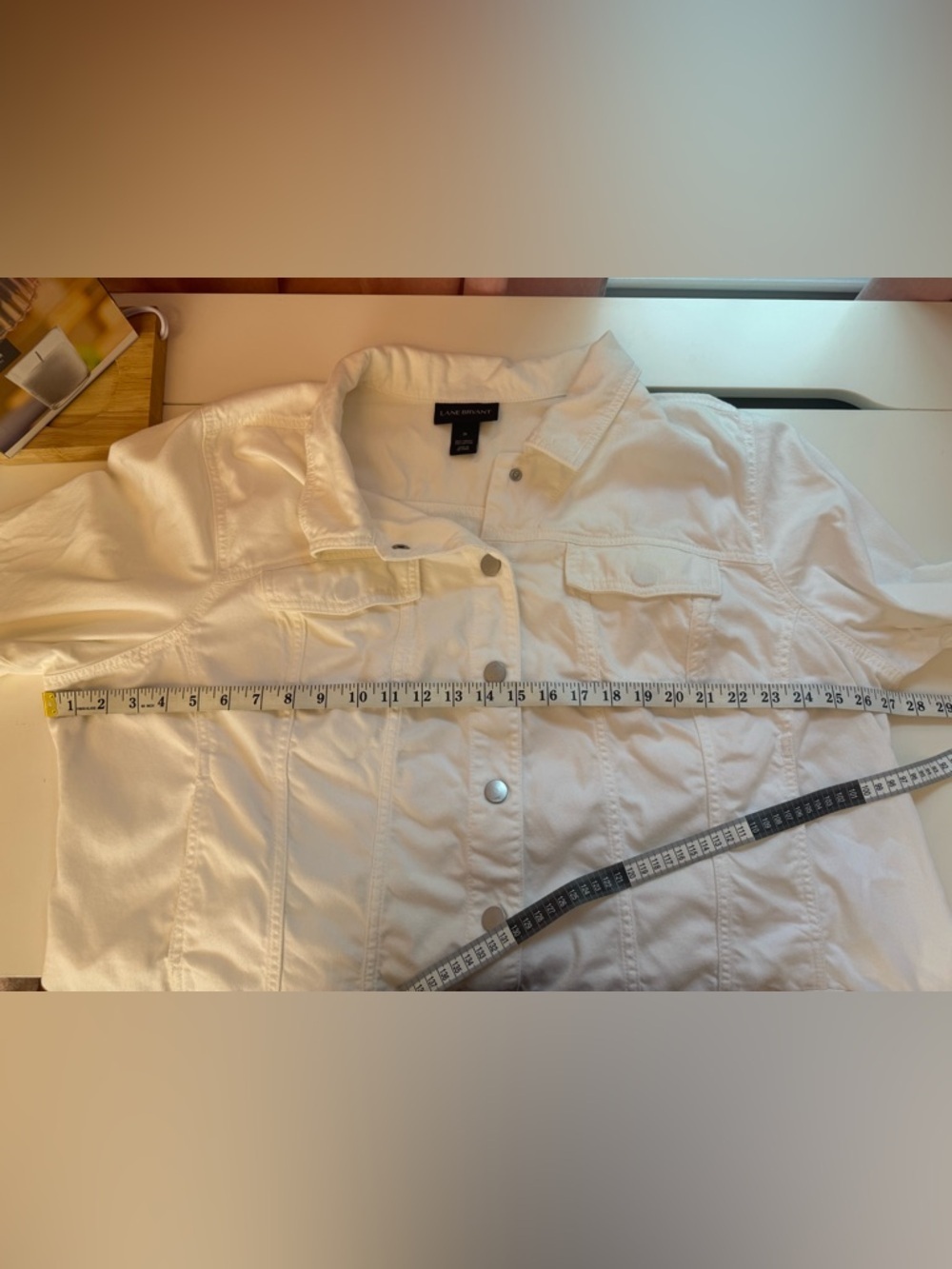 Lane Bryant Tencel Cotton Women's White Classic Button-Front Jacket Size 26 - Picture 5 of 5